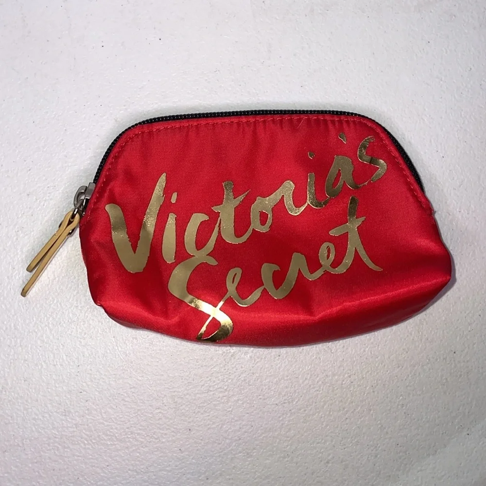 VICTORIA'S SECRET MAKEUP BAG VS Mini Makeup Bag Purse size Makeup Bag 👛Red Gold